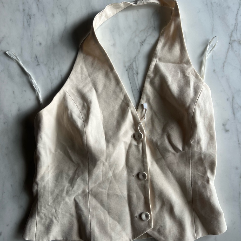 Mango Cream Bustier Blouse